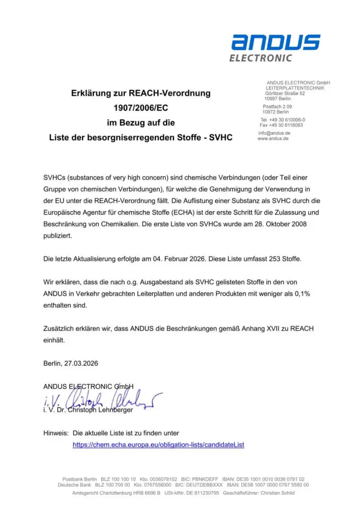 SVHC-Konformitaetserklaerung von ANDUS